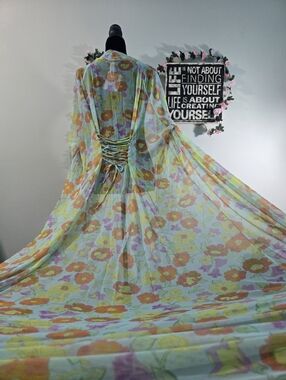 Savage X Fenty Floral Mesh Lace-Up Long Robe NWT 2X/3X